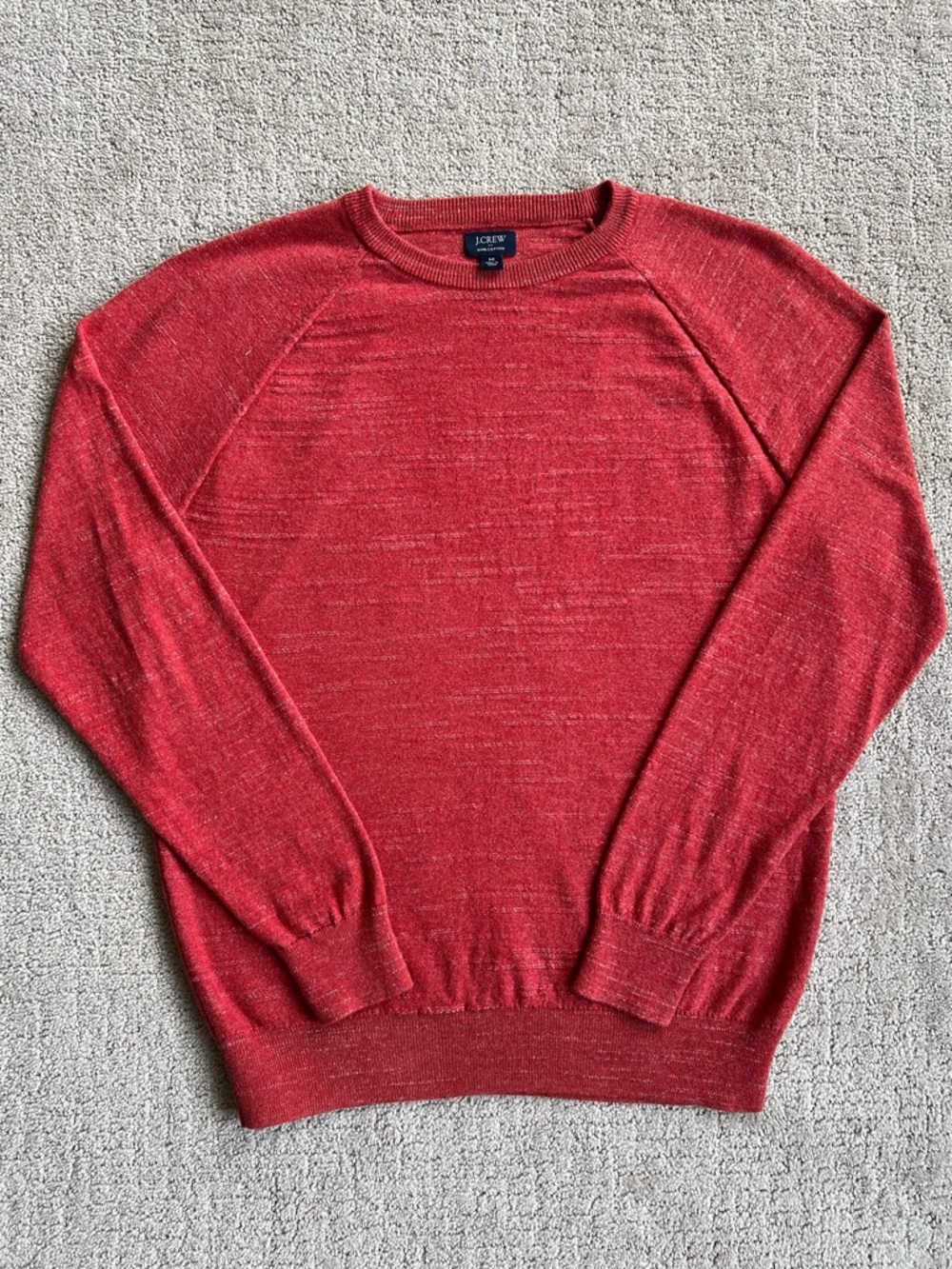 J Crew Men’s Raglan Textured Red Heathered Sweater